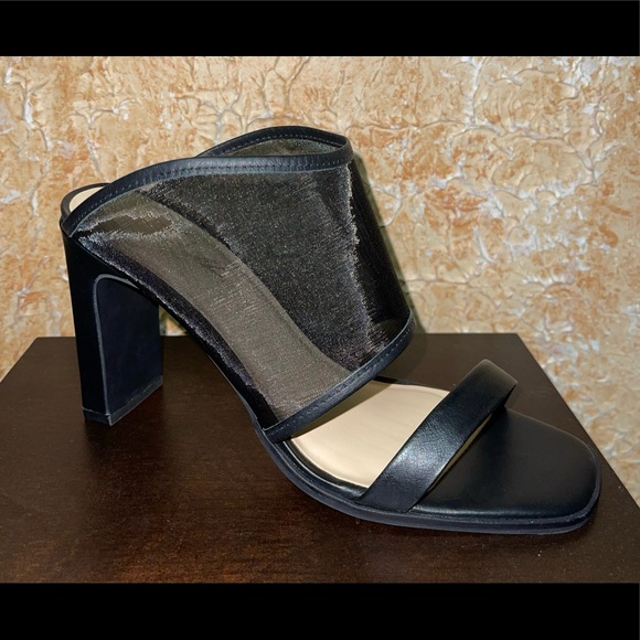 Linx Black Leather Mesh Slide Sandals - Picture 6 of 8